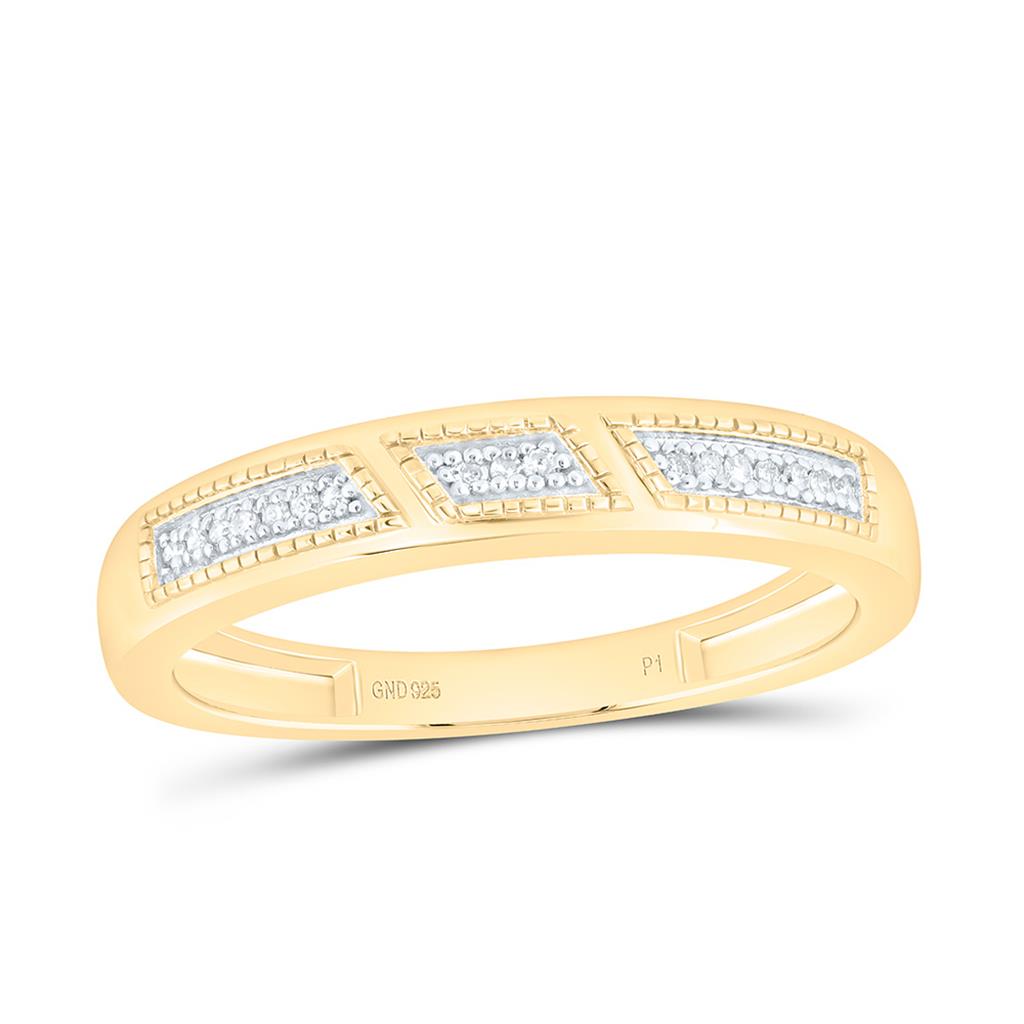 Sterling Silver Yellow Tone 1/4 Cttw Natural Diamond Gift Emerald Trio Set