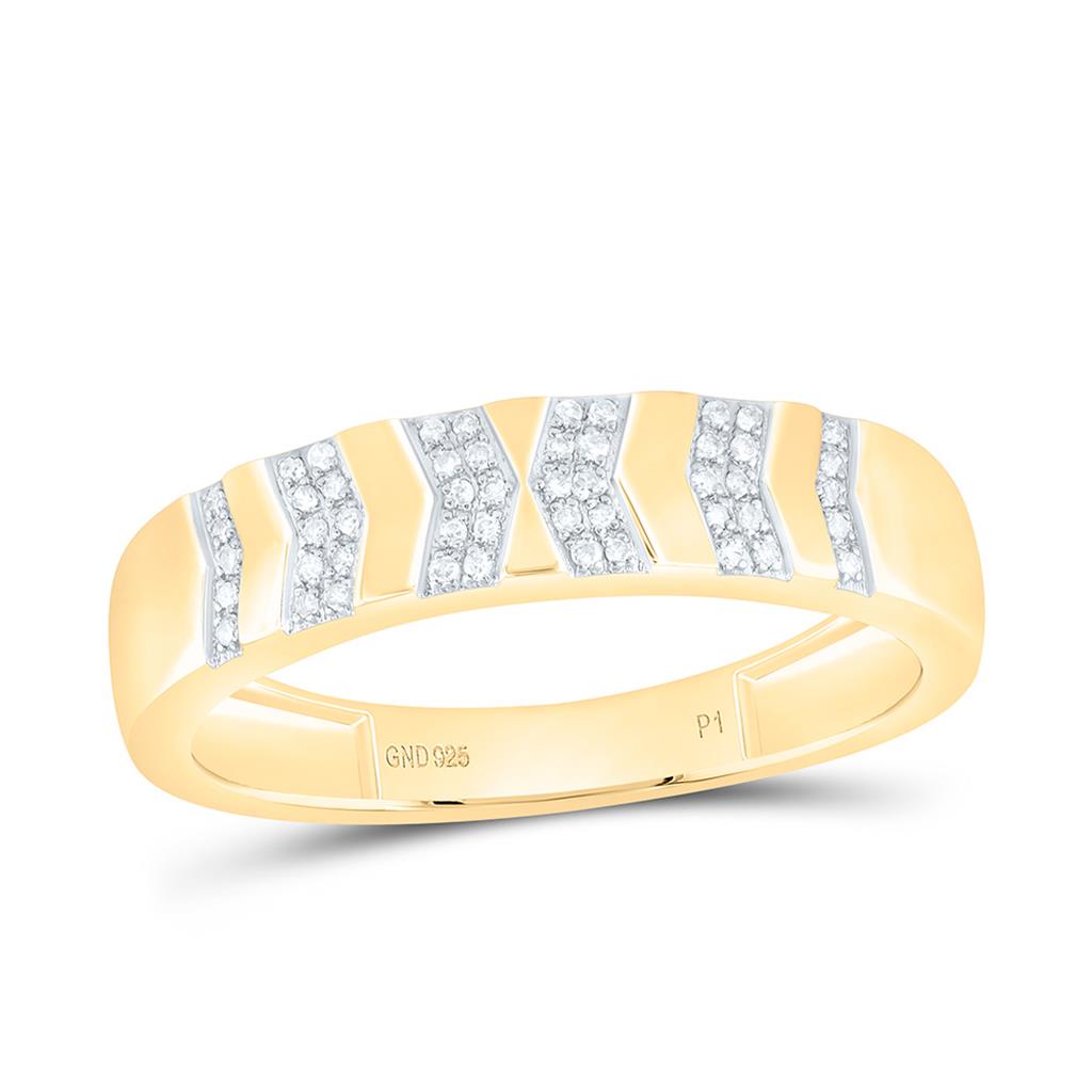 Sterling Silver Yellow Tone 1/3 Cttw Natural Diamond Gift Cushion Trio Set