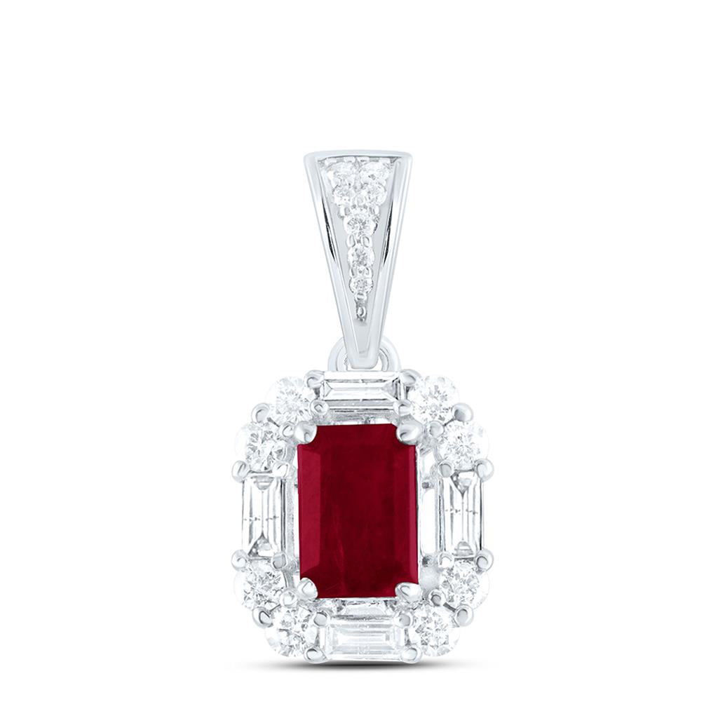 14K White Or Rose Gold 1/3 Cttw Natural Diamond Ana M 6 x 4 Mm Natual Gem Emerald Pendant