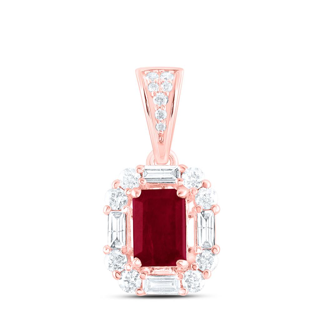 14K White Or Rose Gold 1/3 Cttw Natural Diamond Ana M 6 x 4 Mm Natual Gem Emerald Pendant