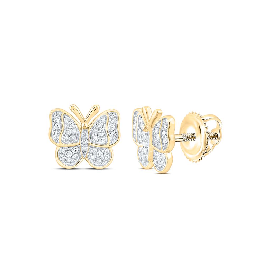 10K Yellow Gold 1/6 Cttw Natural Diamond Fashion Butterfly Earring