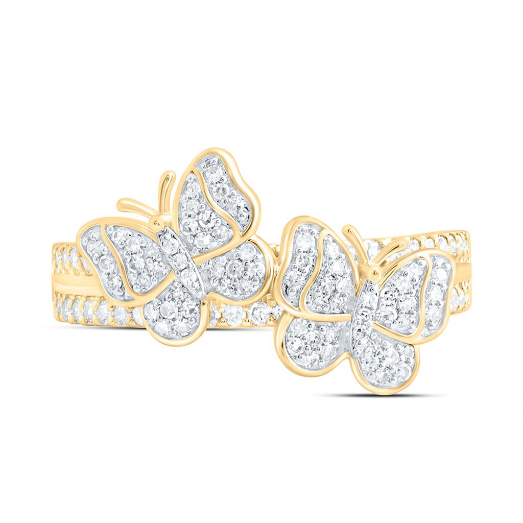 10K Yellow Gold 3/8 Cttw Natural Diamond Fashion Butterfly Ring