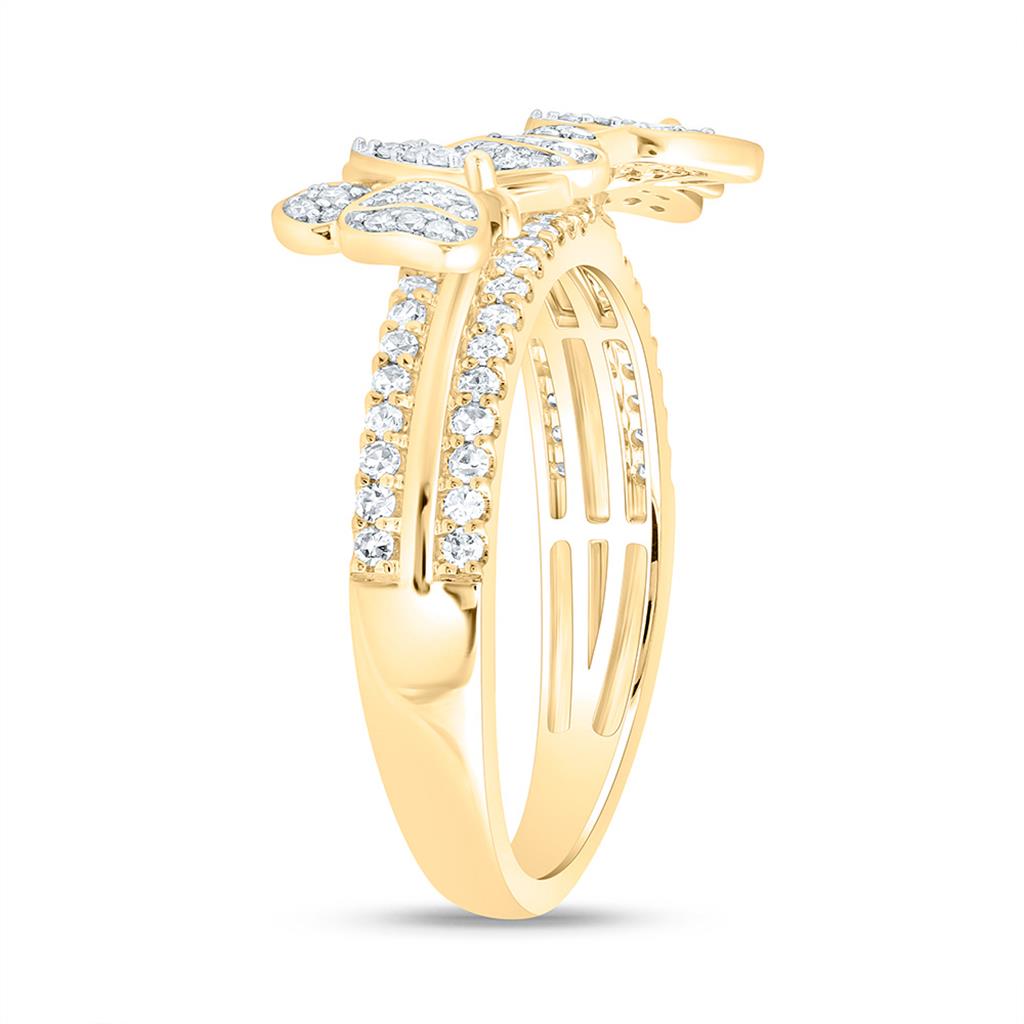 10K Yellow Gold 3/8 Cttw Natural Diamond Fashion Butterfly Ring