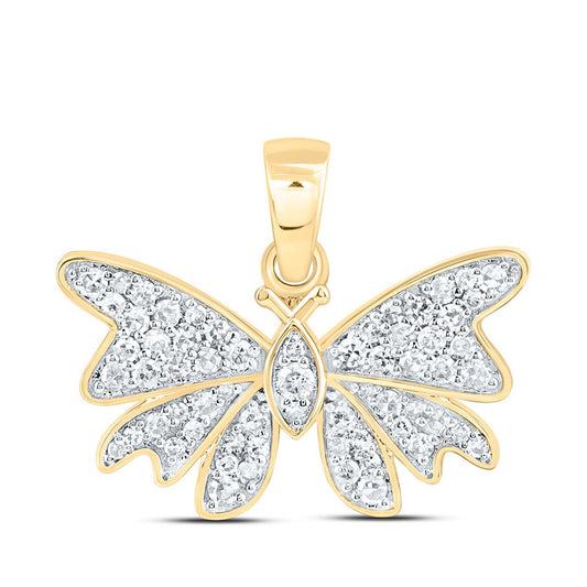 10K Yellow Gold 1/3 Cttw Natural Diamond Fashion Butterfly Pendant