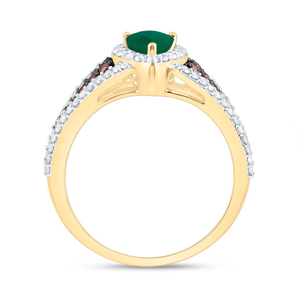 14K Yellow Gold 3/4 Cttw Natural Diamond Ana M Cognac Natural, 7 x 5 Mm Natural Gem Pear Ring