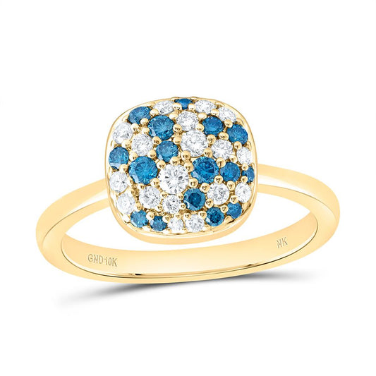 10K Yellow Gold 1/2 Cttw Natural Diamond Fashion Gem Cushion Ring