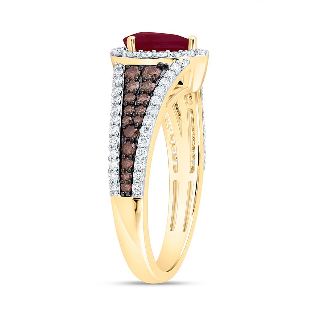 14K Yellow Gold 3/4 Cttw Natural Diamond Ana M Cognac Natural, 7 x 5 Mm Natural Gem Pear Ring