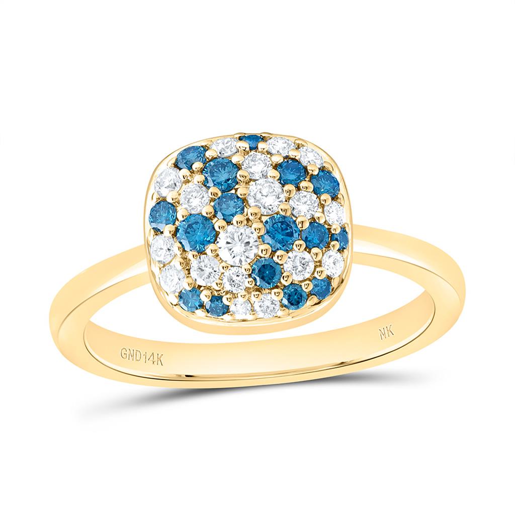 14K Yellow Or White Gold 1/2 Cttw Natural Diamond Fashion Gem Cushion Ring