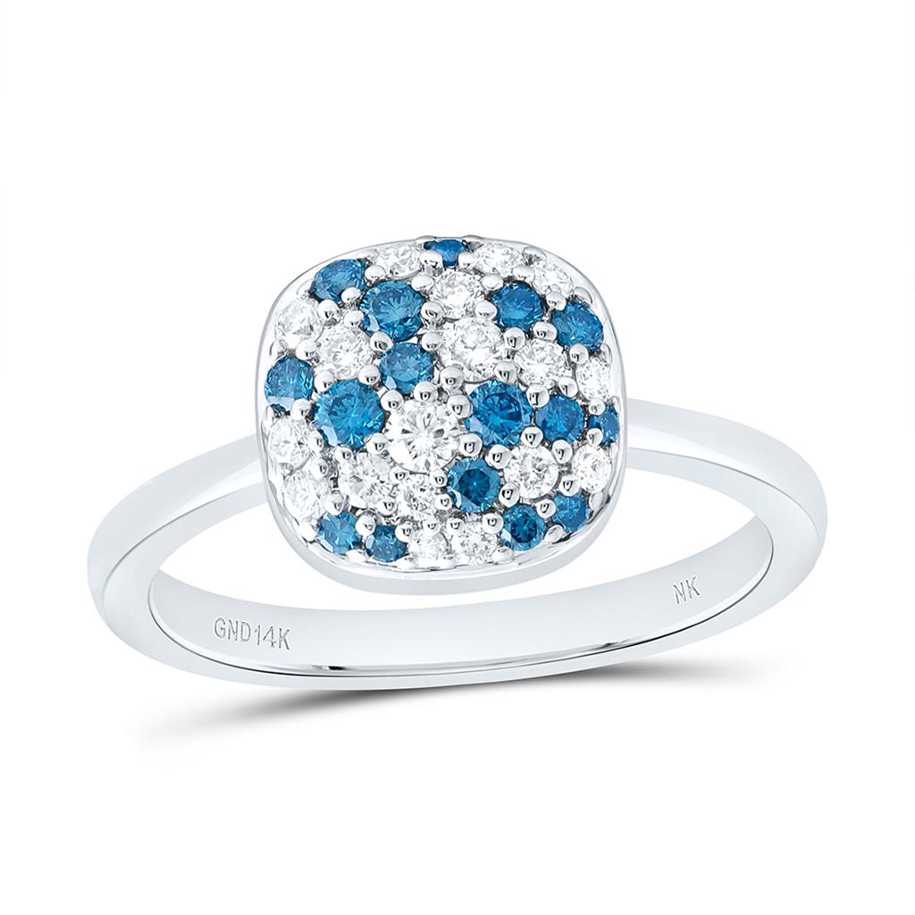 14K Yellow Or White Gold 1/2 Cttw Natural Diamond Fashion Gem Cushion Ring