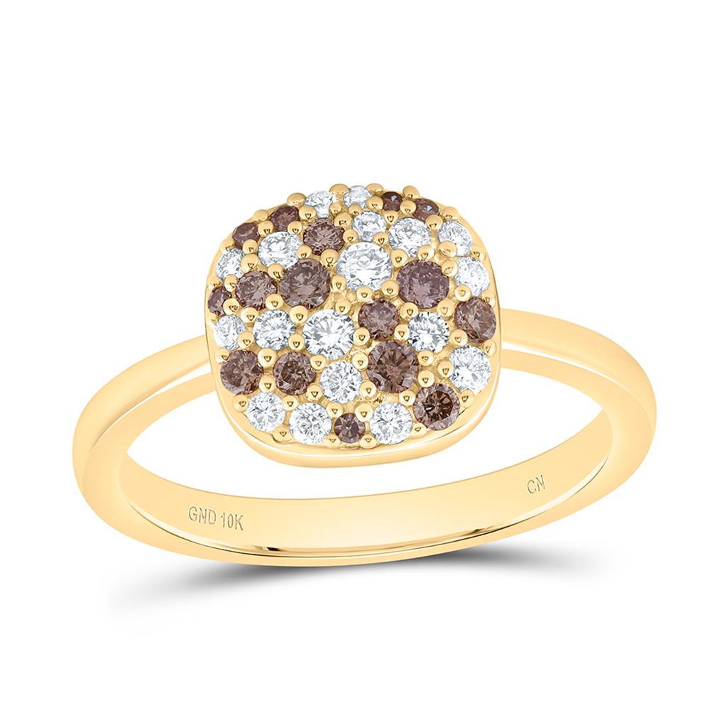 10K Yellow Gold 1/2 Cttw Natural Diamond Fashion Gem Cushion Ring