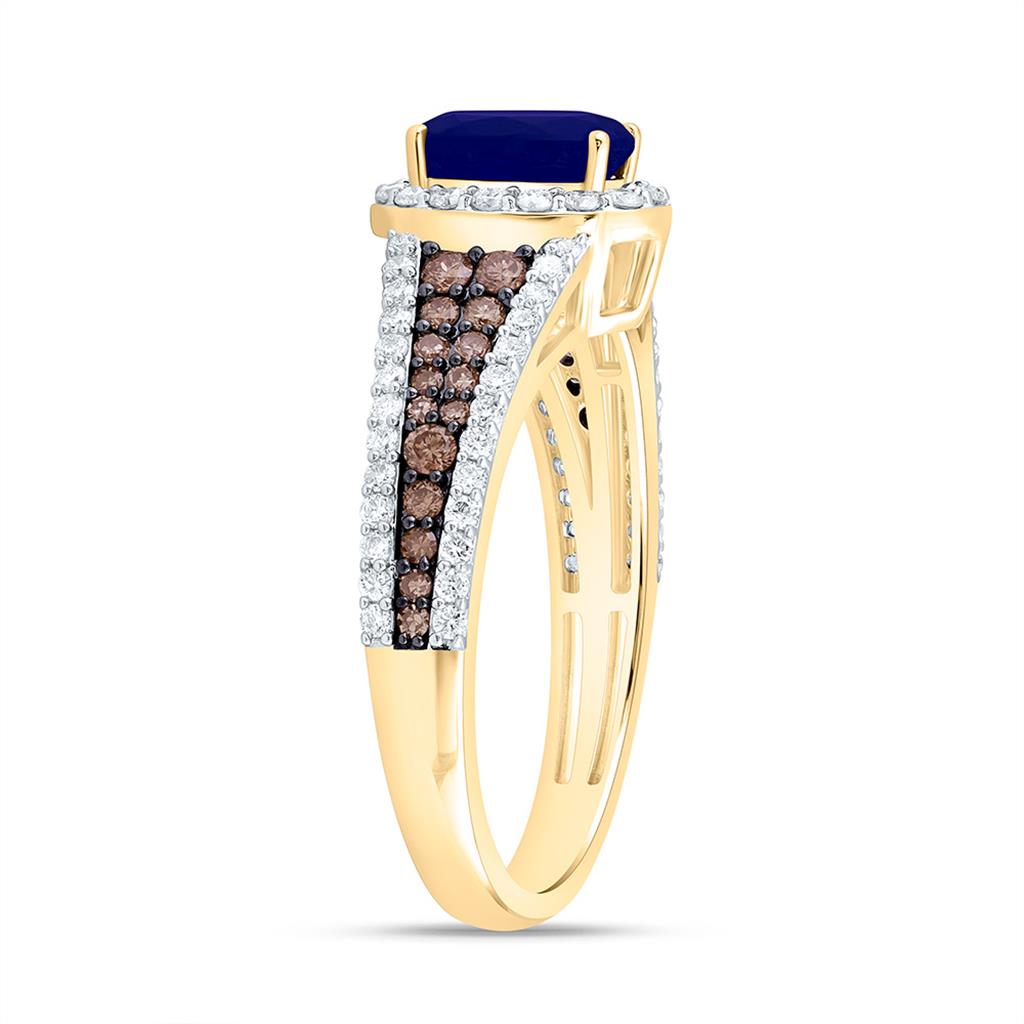 14K Yellow Or Rose Gold 5/8 Cttw Natural Diamond Ana M Cognac Natural, 7 x 5 Mm Natural Gem Oval Ring