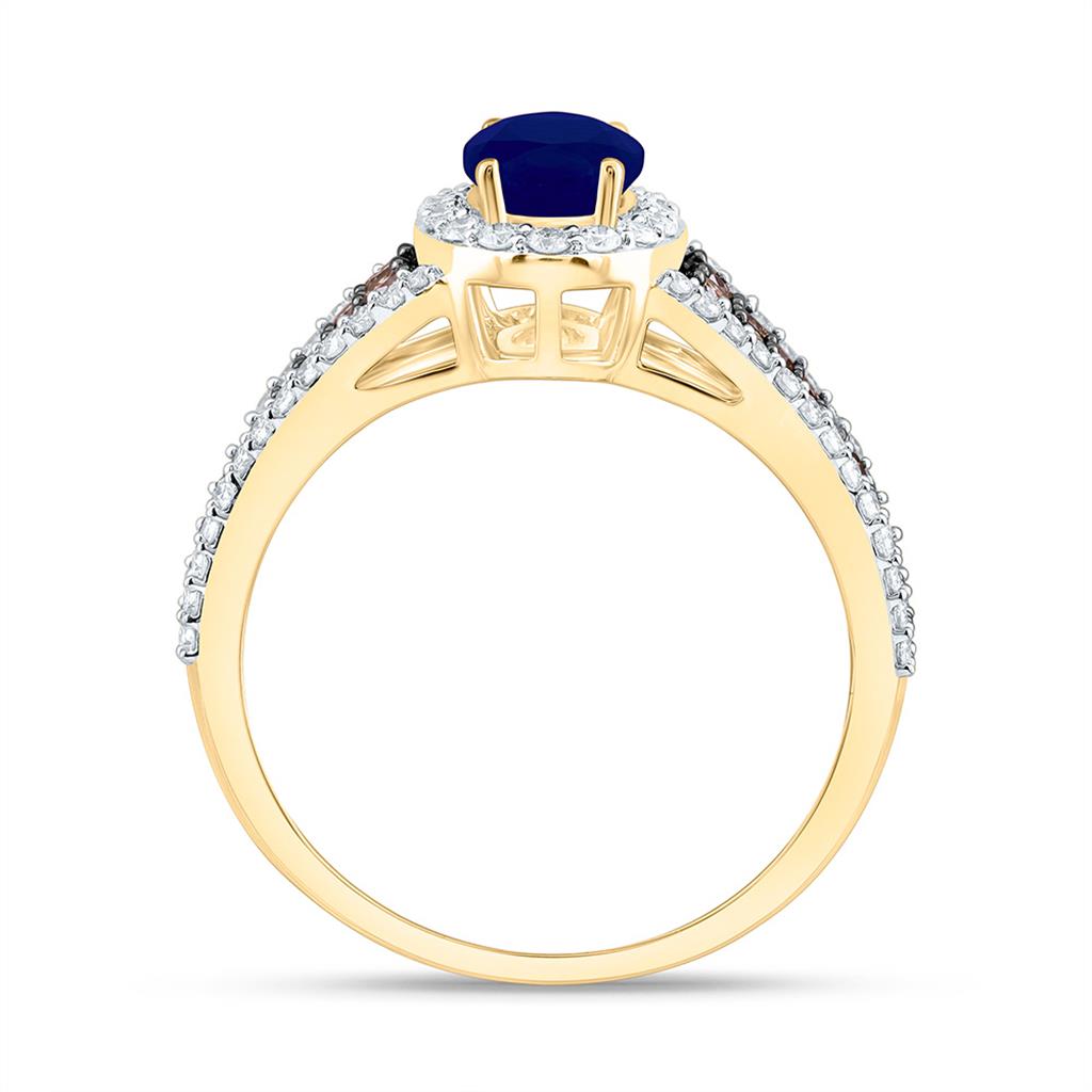 14K Yellow Or Rose Gold 5/8 Cttw Natural Diamond Ana M Cognac Natural, 7 x 5 Mm Natural Gem Oval Ring