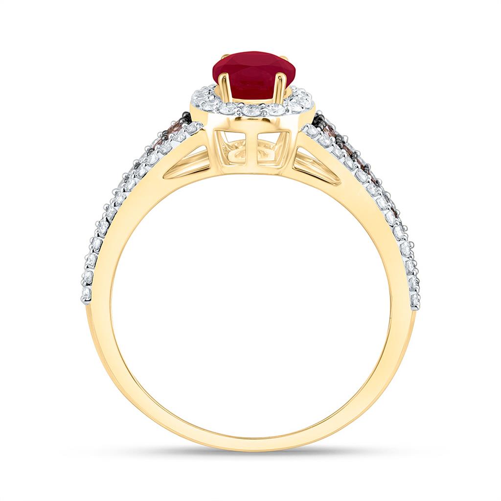 14K Yellow Or Rose Gold 5/8 Cttw Natural Diamond Ana M Cognac Natural, 7 x 5 Mm Natural Gem Oval Ring