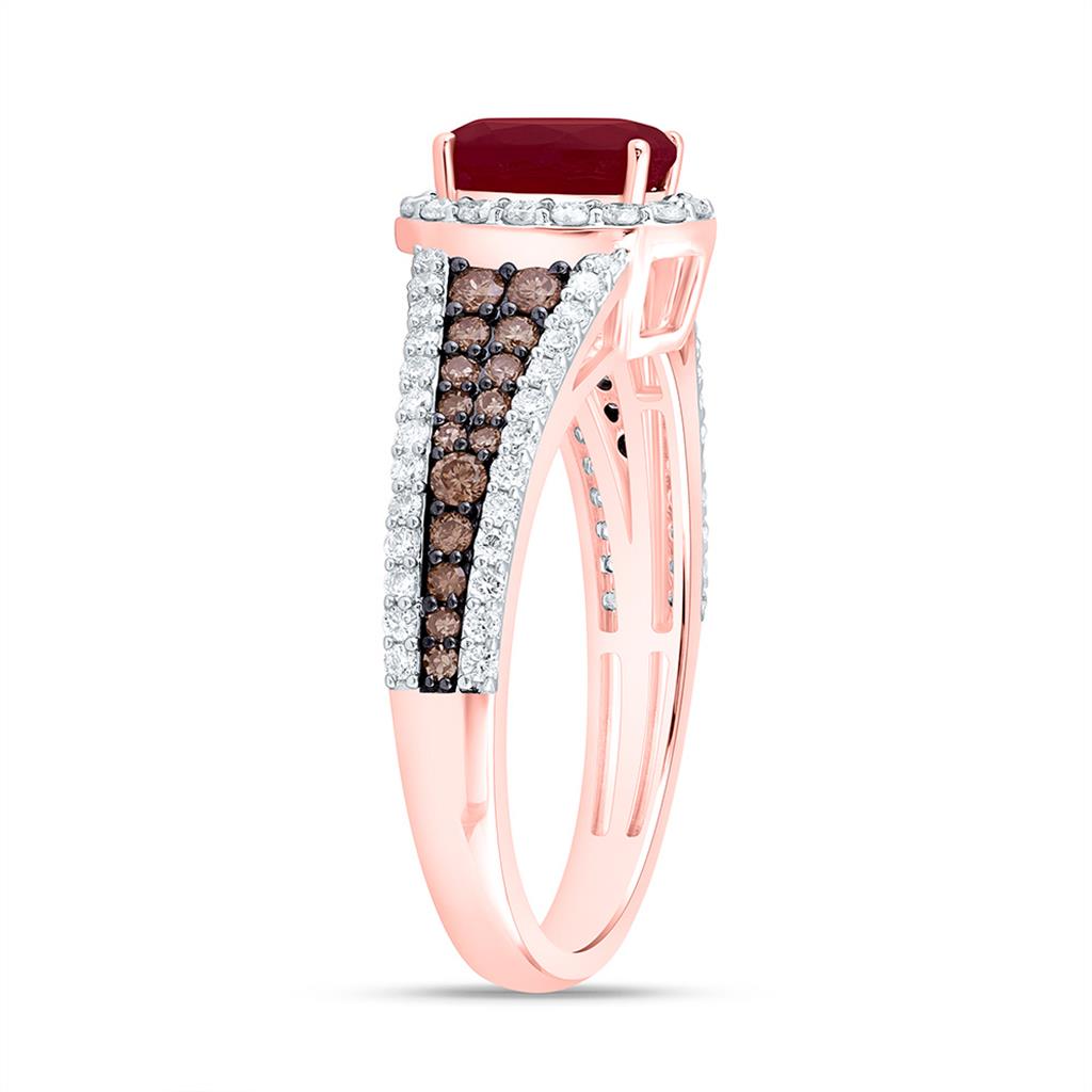 14K Yellow Or Rose Gold 5/8 Cttw Natural Diamond Ana M Cognac Natural, 7 x 5 Mm Natural Gem Oval Ring