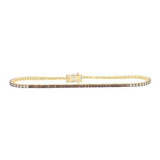10K Yellow Gold 1 3/4 Cttw Natural Diamond Fashion Ombre Diamond Tennis Bracelet (7 Inch)