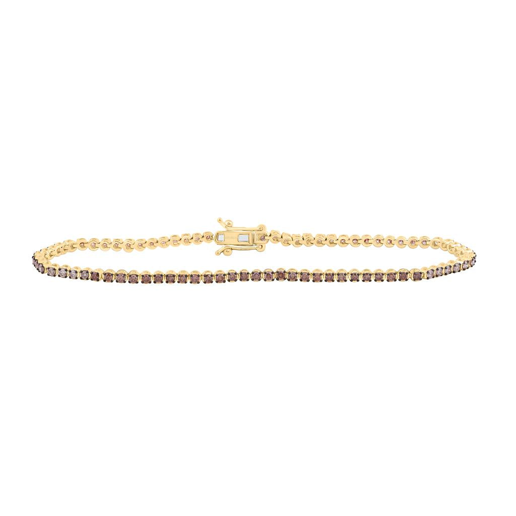 14K Yellow Gold 1 1/2 Cttw Natural Diamond Fashion Ombre Diamond Tennis Bracelet (7 Inch)
