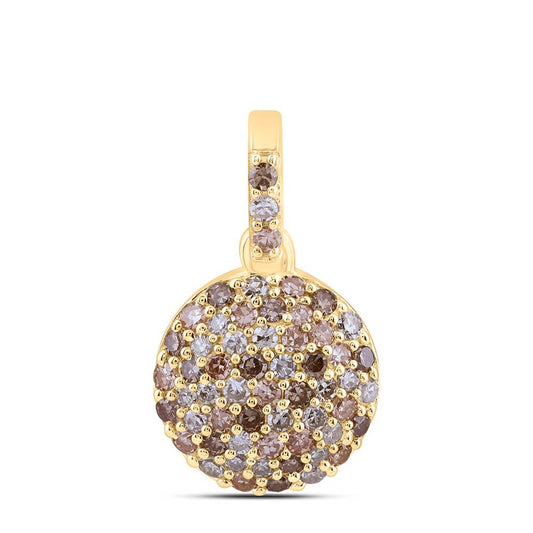 10K Yellow Gold 1/3 Cttw Natural Diamond Fashion Ombre Diamond Round Pendant