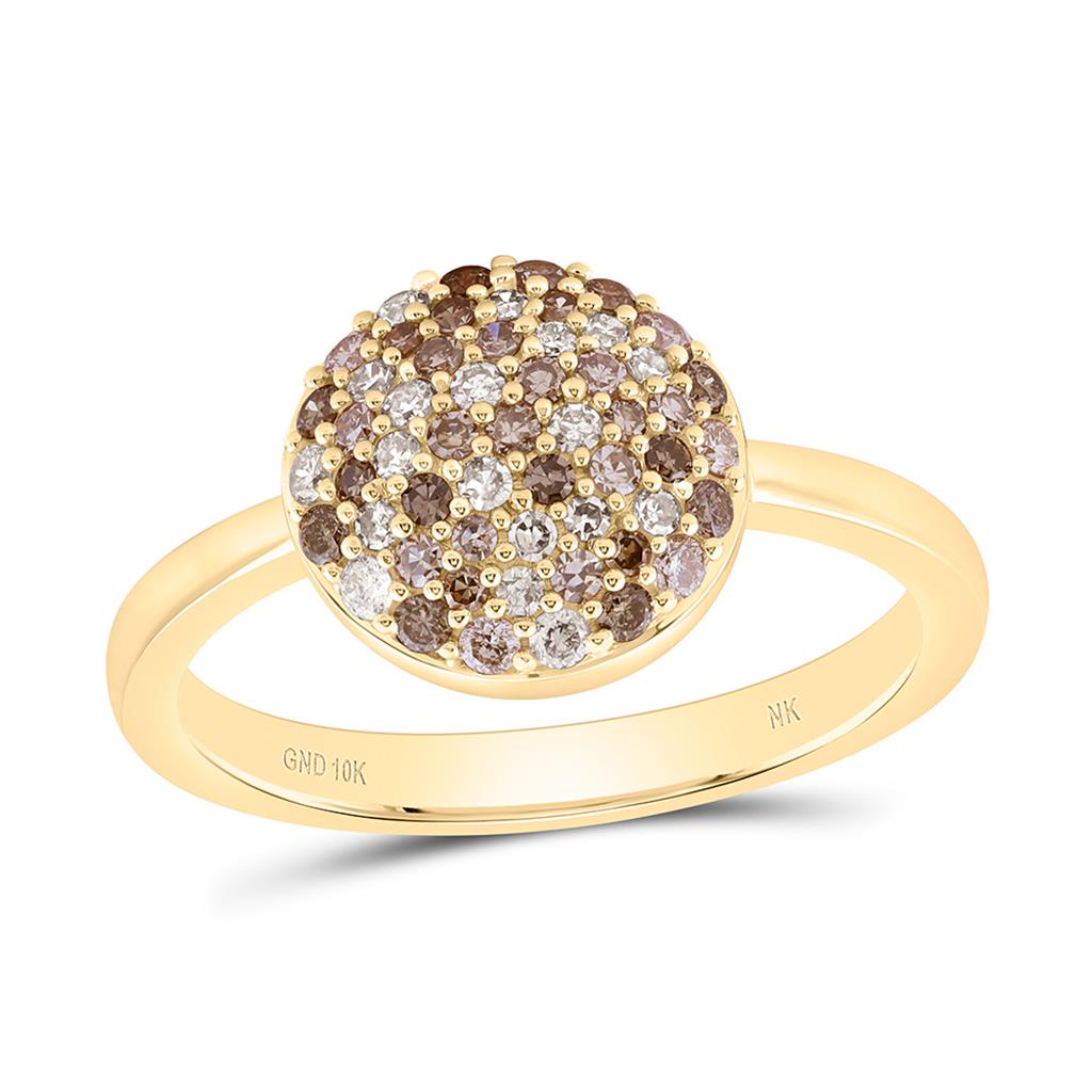 10K Yellow Gold 1/2 Cttw Natural Diamond Fashion Gem Round Ring
