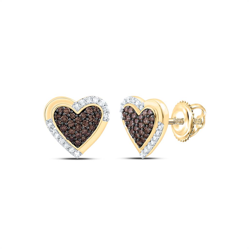 14K Yellow Or White Gold 1/3 Cttw Natural Diamond Fashion Heart Earring