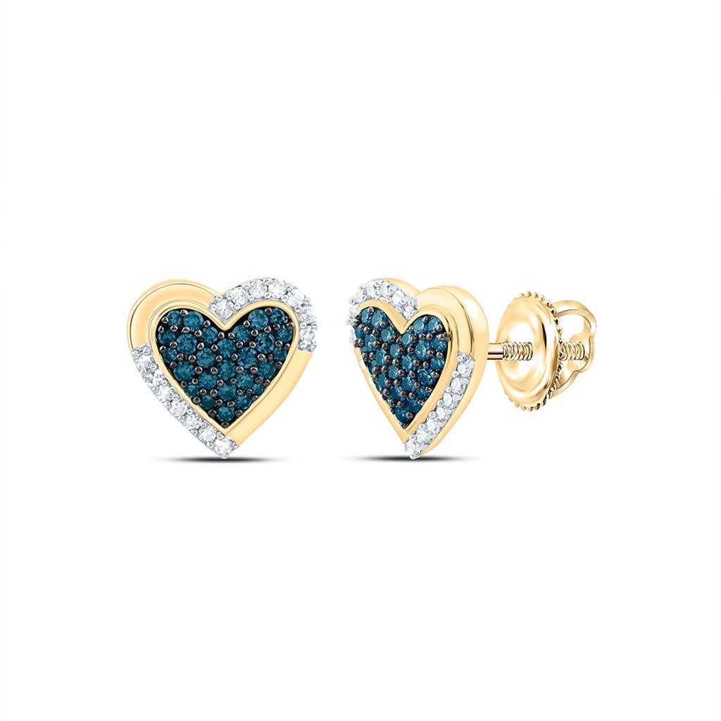 10K Yellow Gold 1/3 Cttw Natural Diamond Fashion Heart Earring