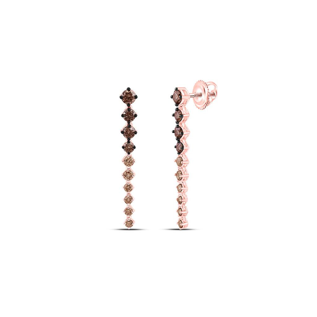 14K Rose Gold 1 3/8 Cttw Natural Diamond Fashion Ombre Diamond Dangling Earring