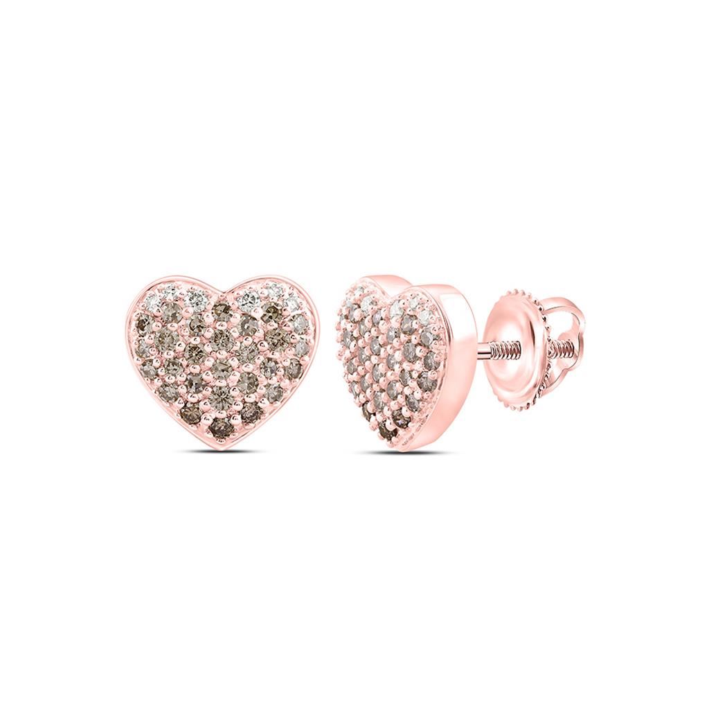 14K Yellow Or Rose Gold 1/2 Cttw Natural Diamond Fashion Cognac Natural Heart Earring