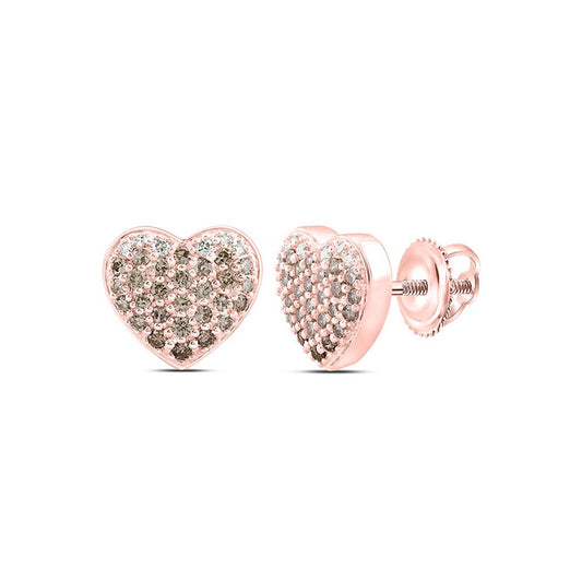 14K Yellow Or Rose Gold 1/2 Cttw Natural Diamond Fashion Cognac Natural Heart Earring
