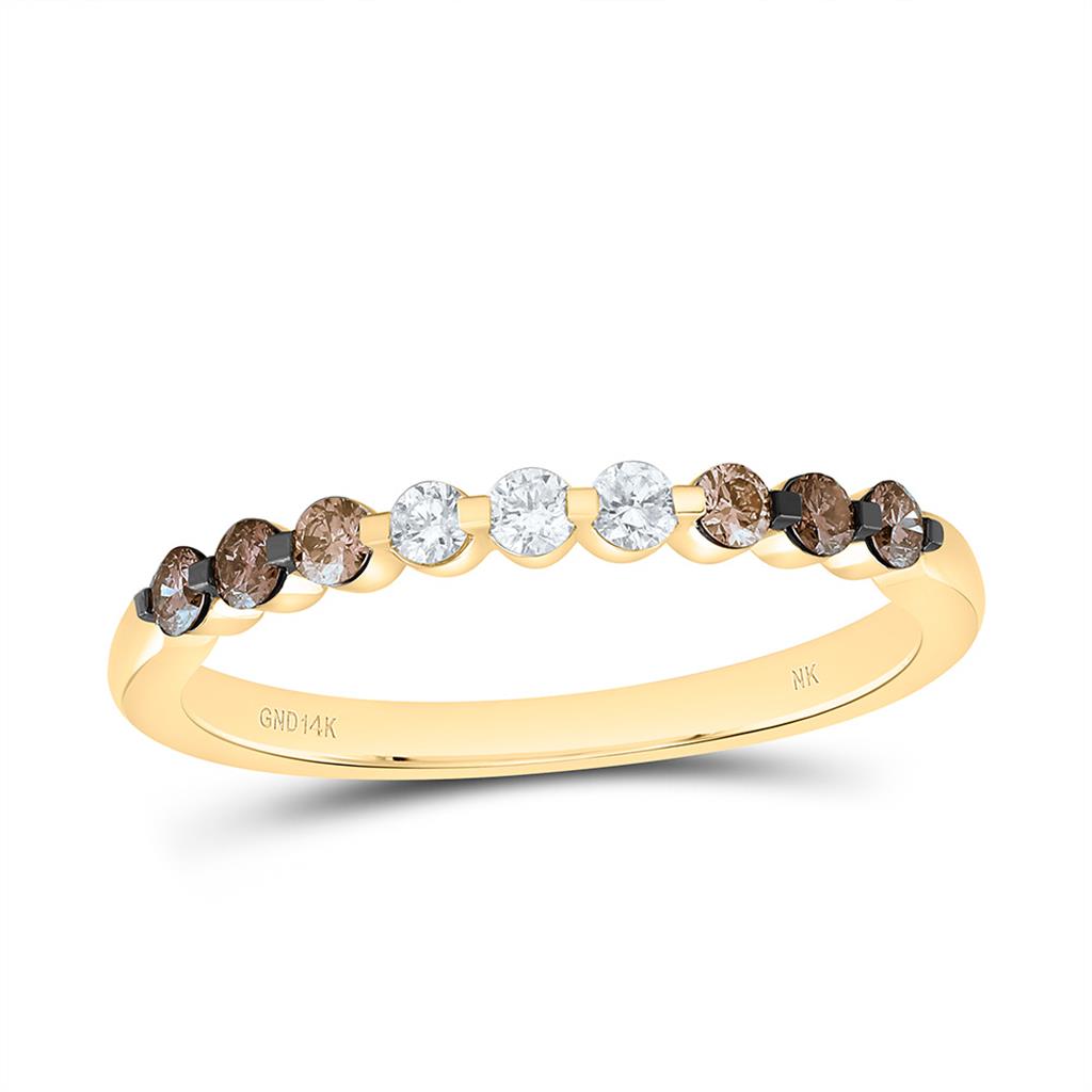 14K Yellow Gold 1/3 Cttw Natural Diamond Fashion Ombre Diamond Band