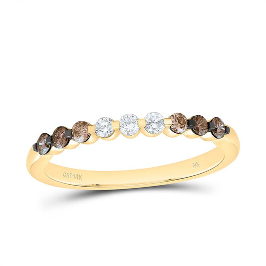 14K Yellow Gold 1/3 Cttw Natural Diamond Fashion Ombre Diamond Band
