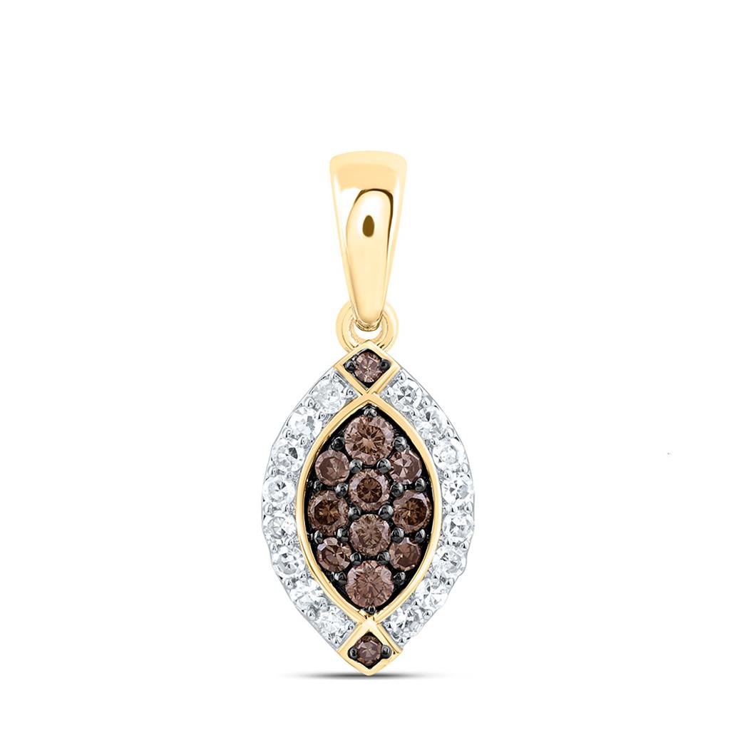 10K Yellow Or Rose Gold Natural Diamond Fashion Marquise Pendant