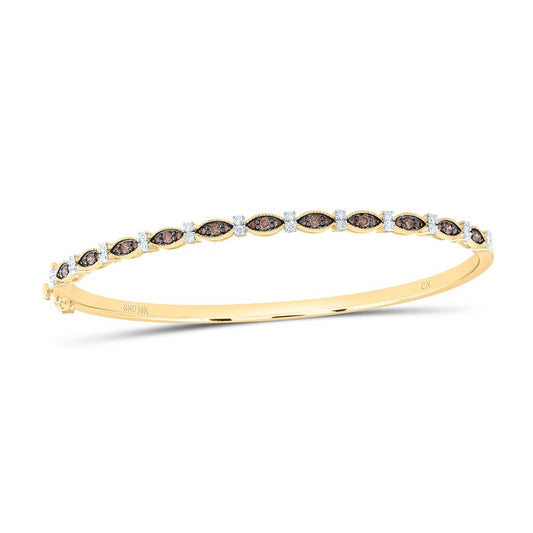 10K Yellow Or Rose Gold 3/4 Cttw Natural Diamond Fashion Cognac Natural Bangle (65 x 55 Mm)