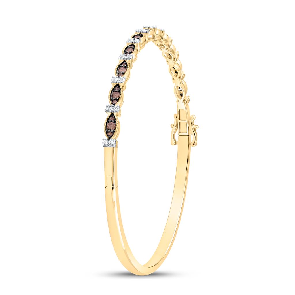 10K Yellow Or Rose Gold 3/4 Cttw Natural Diamond Fashion Cognac Natural Bangle (65 x 55 Mm)