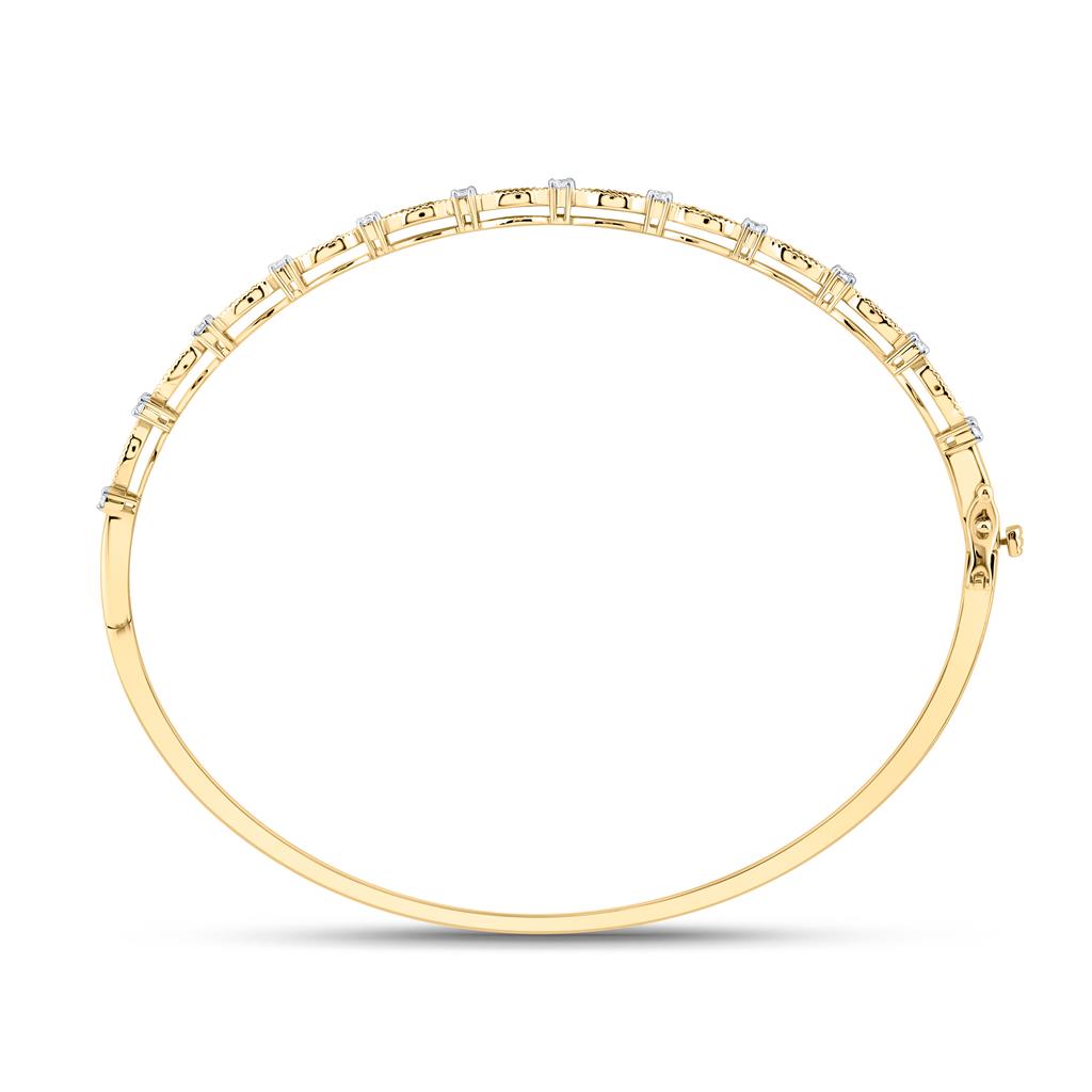 10K Yellow Or Rose Gold 3/4 Cttw Natural Diamond Fashion Cognac Natural Bangle (65 x 55 Mm)