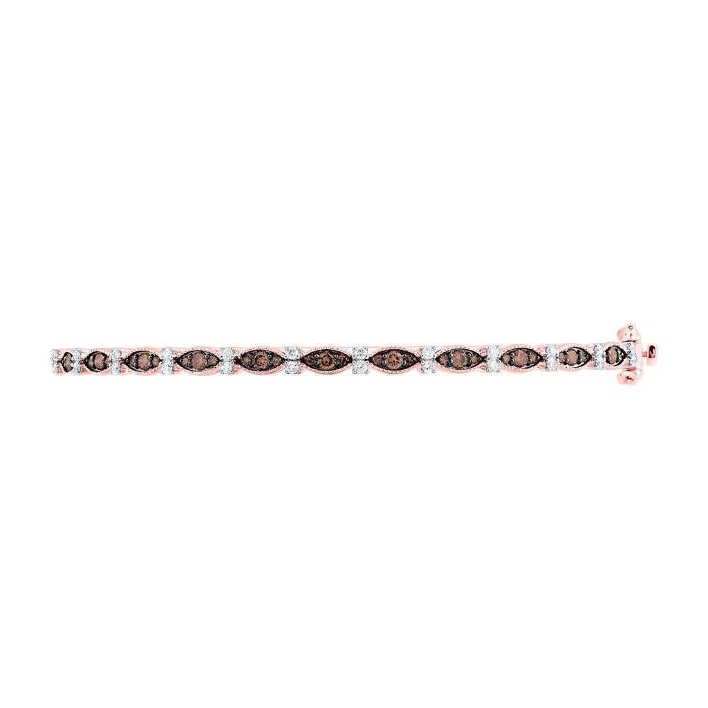 10K Yellow Or Rose Gold 3/4 Cttw Natural Diamond Fashion Cognac Natural Bangle (65 x 55 Mm)