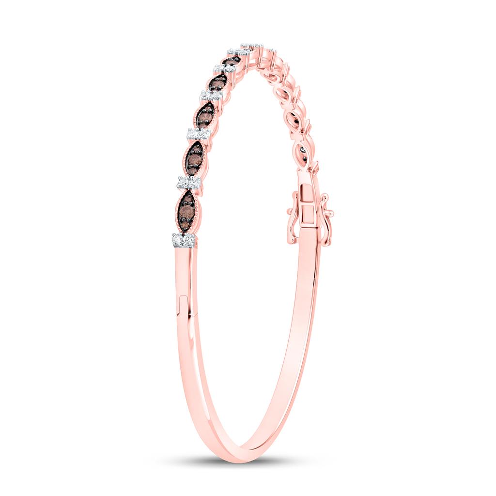 10K Yellow Or Rose Gold 3/4 Cttw Natural Diamond Fashion Cognac Natural Bangle (65 x 55 Mm)