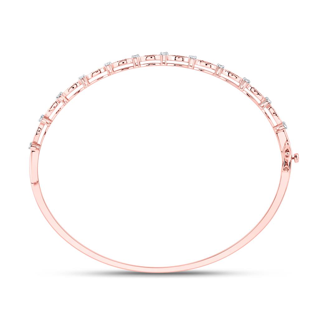 10K Yellow Or Rose Gold 3/4 Cttw Natural Diamond Fashion Cognac Natural Bangle (65 x 55 Mm)