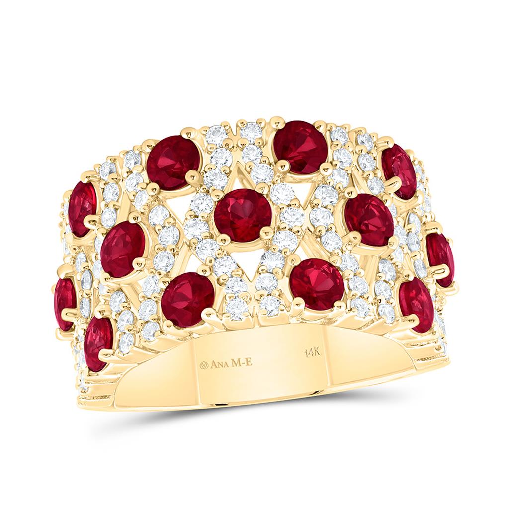 14K Yellow Gold 7/8 Cttw Natural Diamond Ana M Elite Round Natural Gem Band