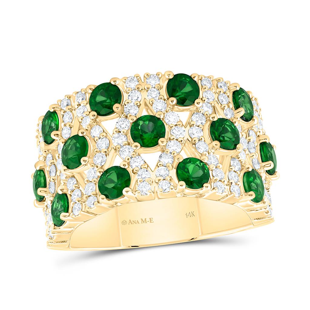 14K Yellow Gold 7/8 Cttw Natural Diamond Ana M Elite Round Natural Gem Band