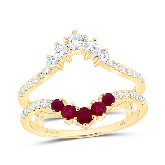 14K Yellow Gold 1/2 Cttw Natural Diamond Ana M Round Natural Gem Enhancer Ring