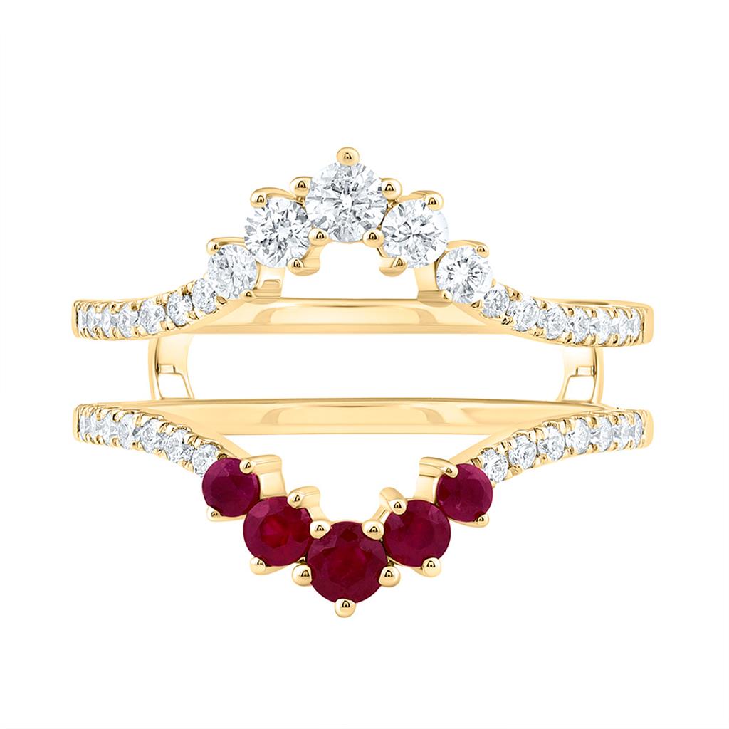 14K Yellow Gold 1/2 Cttw Natural Diamond Ana M Round Natural Gem Enhancer Ring