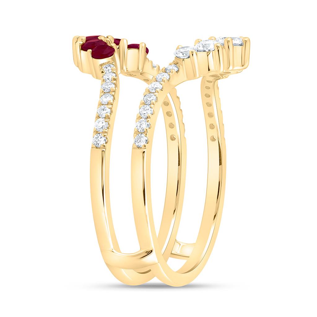 14K Yellow Gold 1/2 Cttw Natural Diamond Ana M Round Natural Gem Enhancer Ring