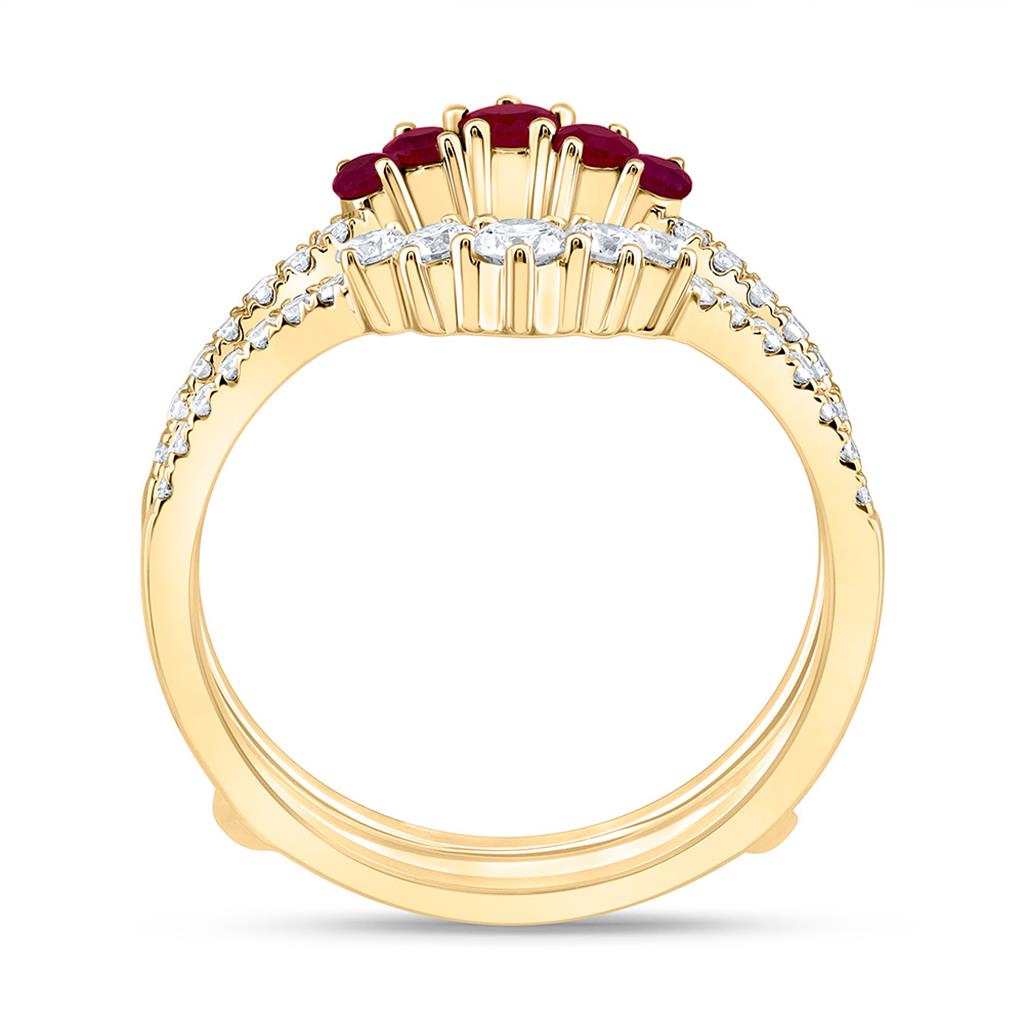 14K Yellow Gold 1/2 Cttw Natural Diamond Ana M Round Natural Gem Enhancer Ring