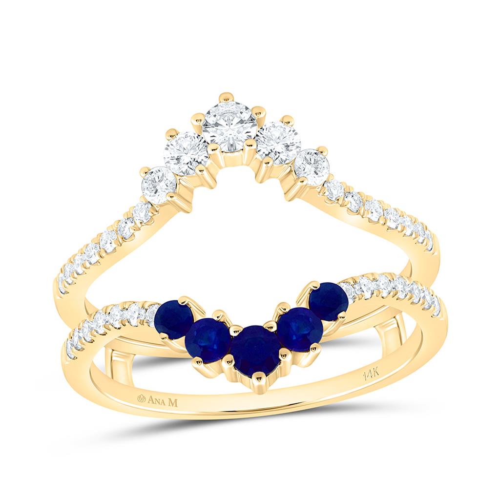 14K Yellow Gold 1/2 Cttw Natural Diamond Ana M Round Natural Gem Enhancer Ring