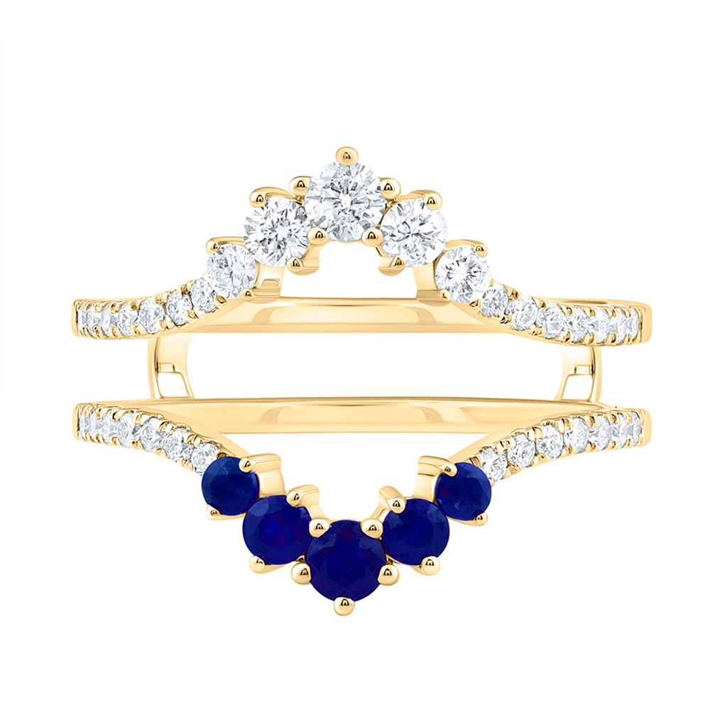 14K Yellow Gold 1/2 Cttw Natural Diamond Ana M Round Natural Gem Enhancer Ring