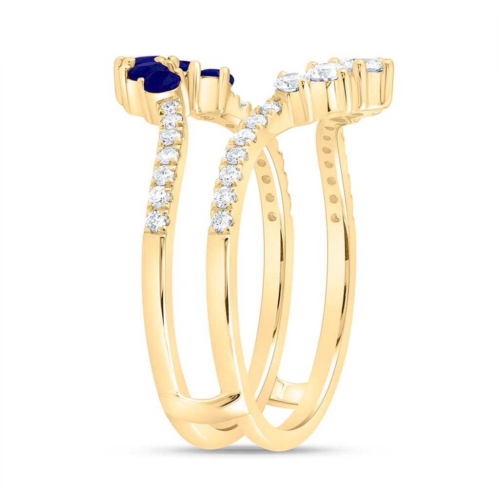 14K Yellow Gold 1/2 Cttw Natural Diamond Ana M Round Natural Gem Enhancer Ring
