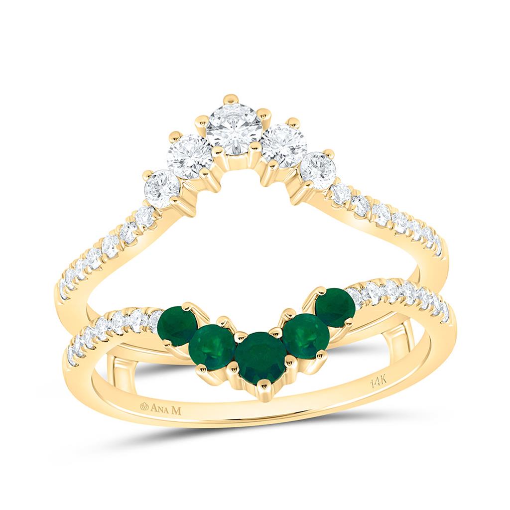 14K Yellow Gold 1/2 Cttw Natural Diamond Ana M Round Natural Gem Enhancer Ring