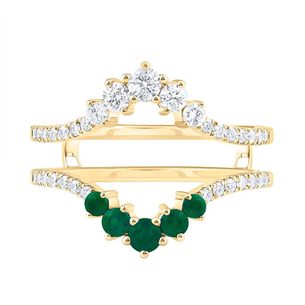 14K Yellow Gold 1/2 Cttw Natural Diamond Ana M Round Natural Gem Enhancer Ring