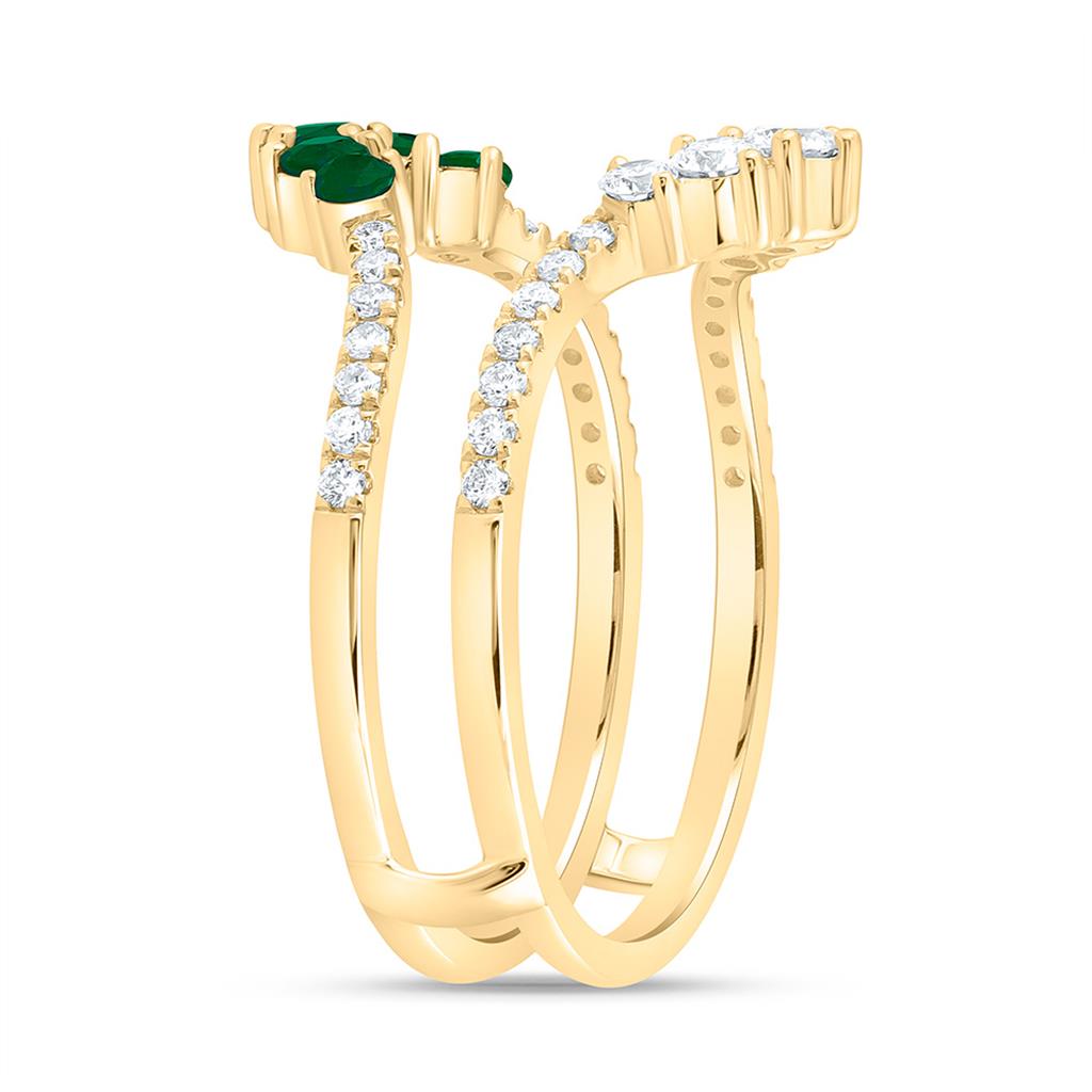 14K Yellow Gold 1/2 Cttw Natural Diamond Ana M Round Natural Gem Enhancer Ring