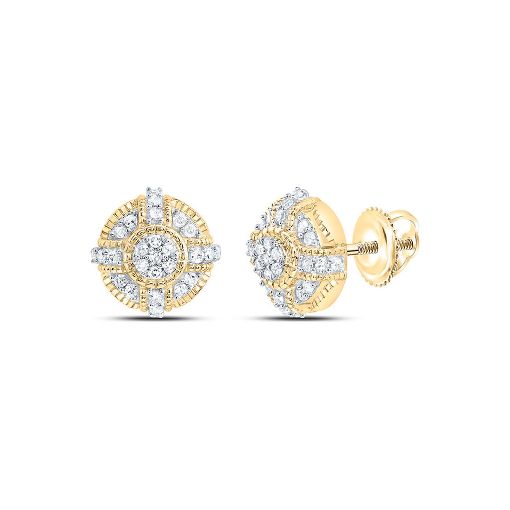 Sterling Silver Yellow Tone 1/5 Cttw Natural Diamond Gift Round Earring