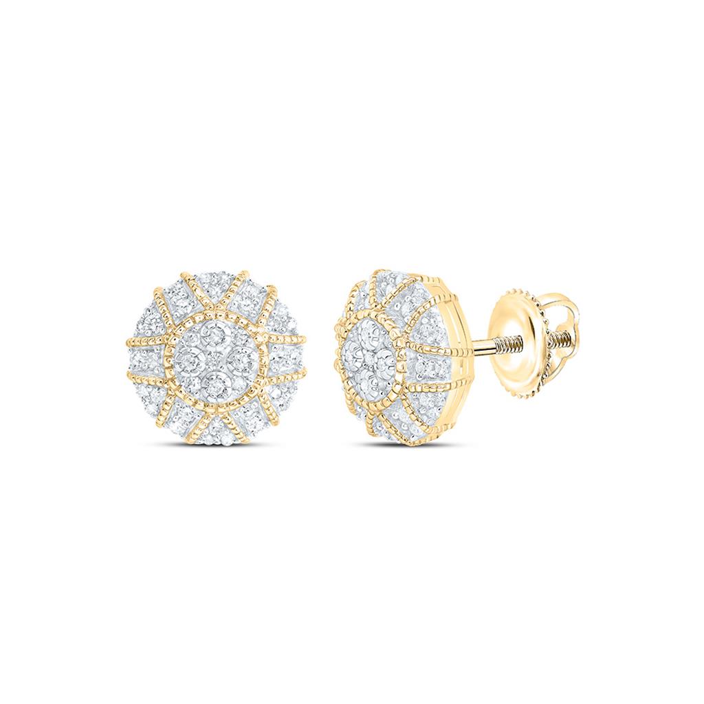 Sterling Silver Yellow Tone 1/4 Cttw Natural Diamond Gift Round Earring